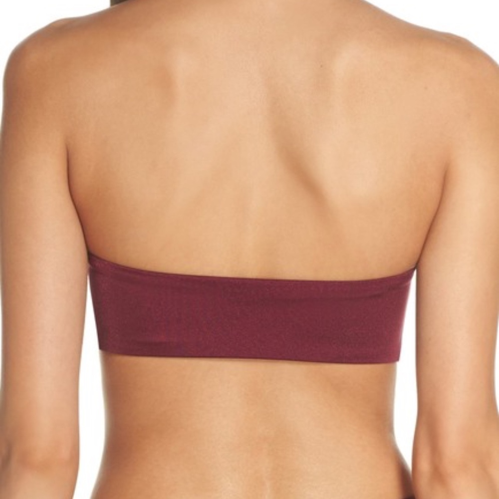 Leith Burgundy Tie Front Bandeau Bikini Top Large - Picture 3 of 8